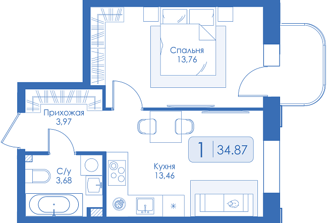 Однокомнатная квартира