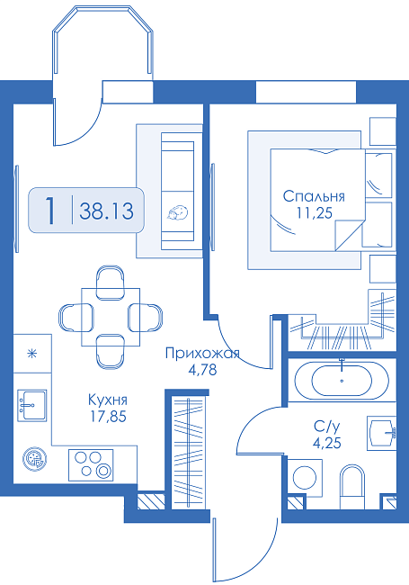 Однокомнатная квартира