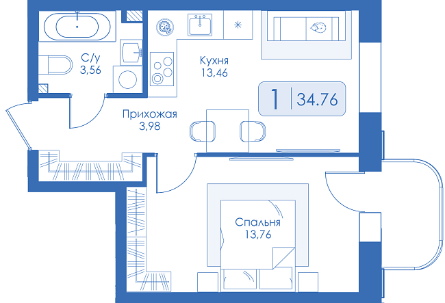 Однокомнатная квартира