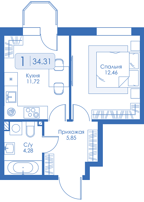 Однокомнатная квартира
