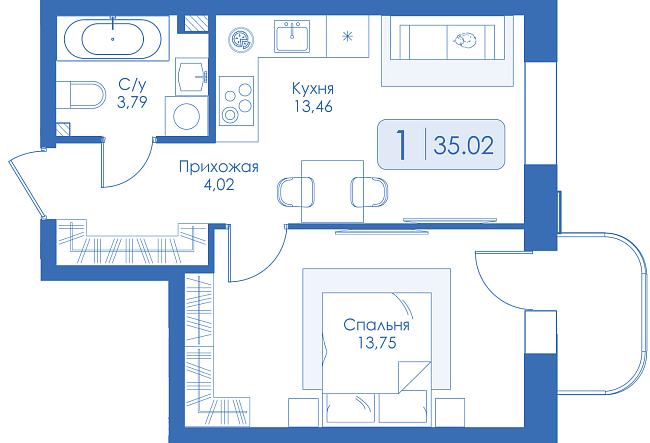 Однокомнатная квартира