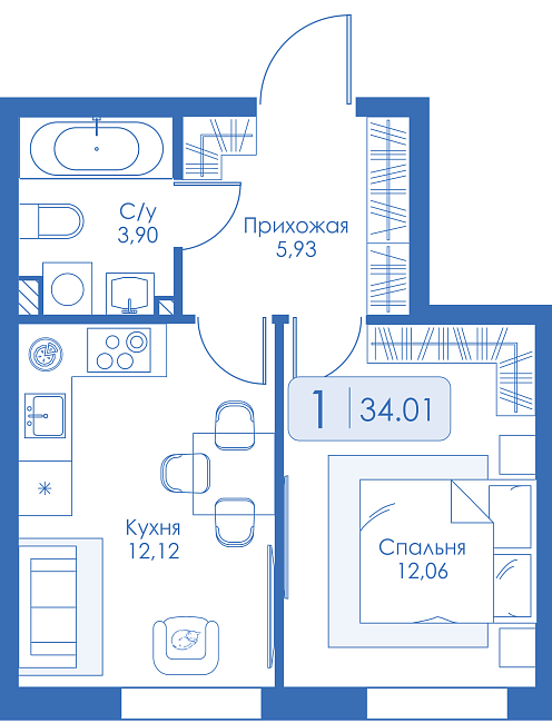 Однокомнатная квартира